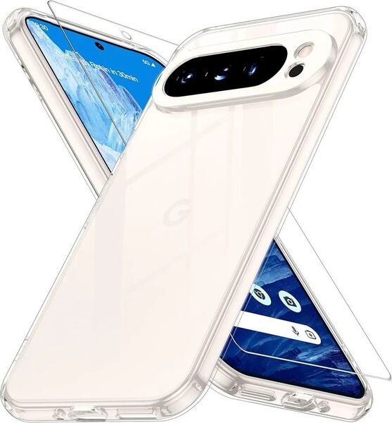 Pixel 9 pro ケース クリア ガラスフイルム保護付き 黄変防止 グ