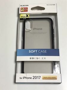 匿名送料込み iPhoneX用 SOFT CASE カバー 背面クリアケース ソフトケース 透明 黒縁 未使用 iPhone10 アイホンX アイフォーンX/AW3