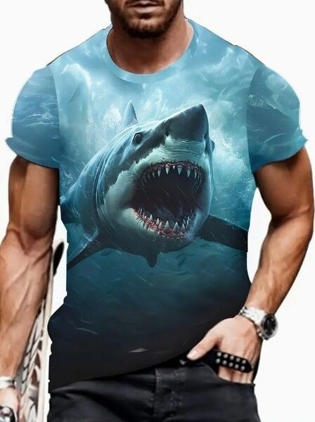 送料無料!Tシャツ【ジョーズサメ口を開けた人食い鮫】・欧米L(日本LLサイズ)tシャツ・シャツメンズレディース・おしゃれ・おもしろ