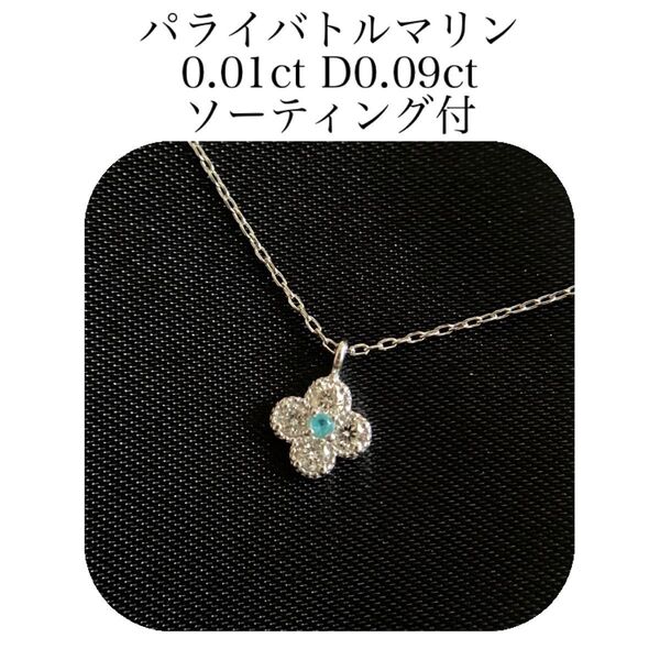 (472)ソ付 パライバトルマリン 0.01ct D0.09ct ネックレス