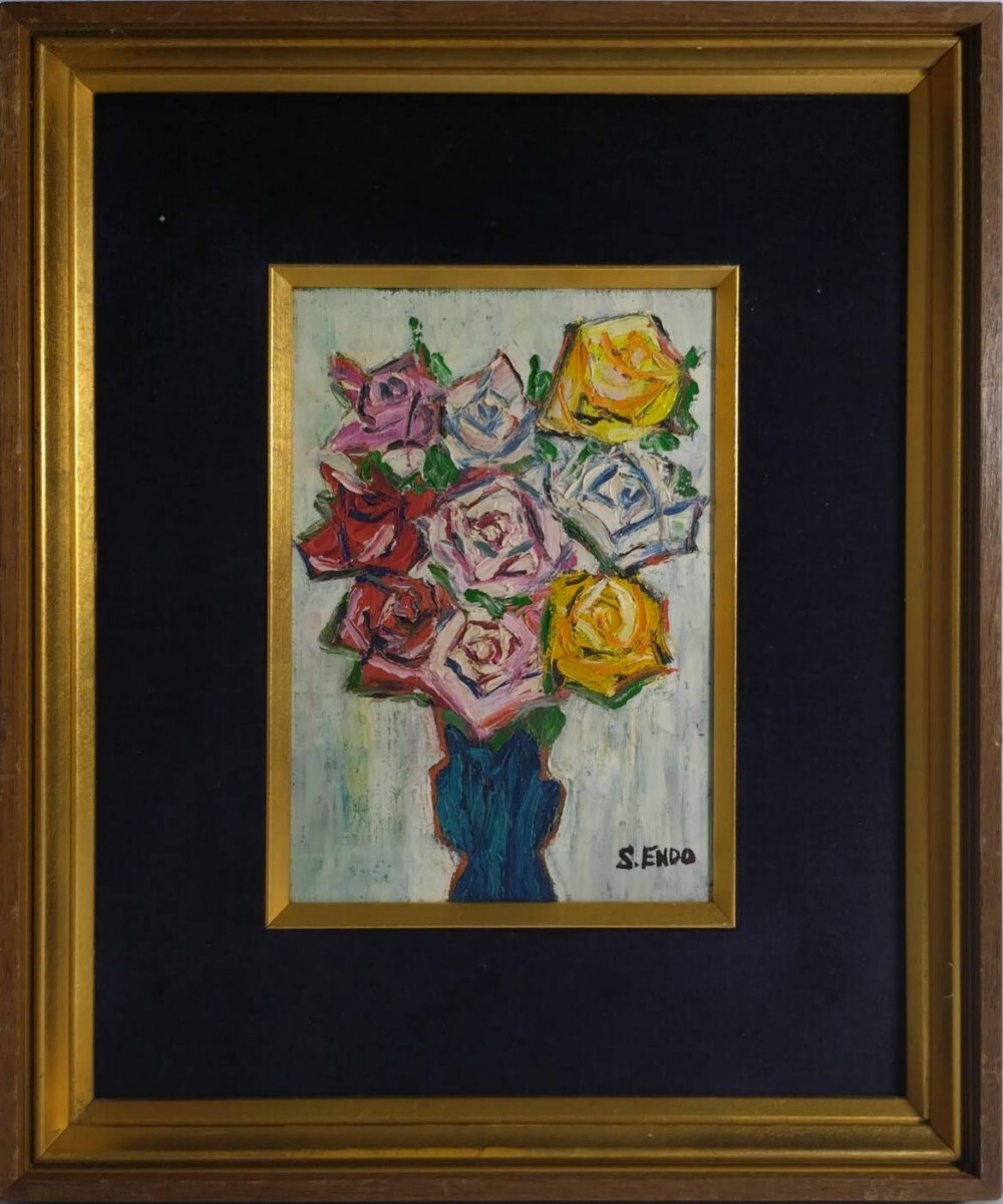 真作保証 徳永達哉 油彩「ばら」画寸 16cm×23cm SM 熊本県出身 真作保証 徳永達哉 油彩「ばら」画寸 16cm×23cm SM 熊本県出身