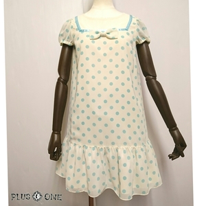 [Emily Temple Cute] dot pattern chiffon One-piece raw .× mint / Emily Templecute polka dot frill ribbon 