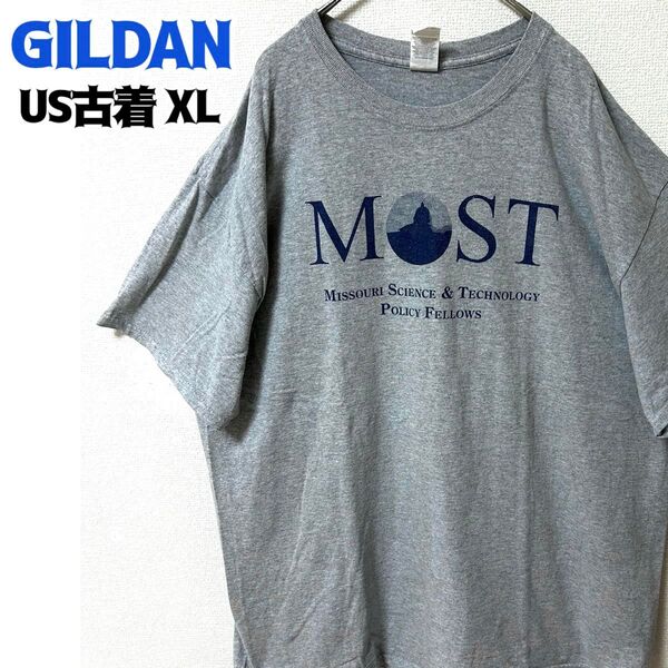 US古着 GILDAN ギルダン 半袖プリントTシャツ グレー XL ゆるだぼ 輸入品