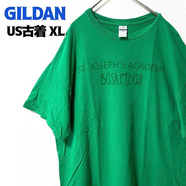 US古着 GILDAN ギルダン 半袖プリントTシャツ セントジョブズ XL ゆるだぼ 輸入品 グリーン