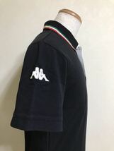 【良品】 kappa ITALIA GOLF カッパ イタリア ゴルフ 鹿の子 ポロシャツ サイズO 半袖 黒 トップス ウェアー_画像8