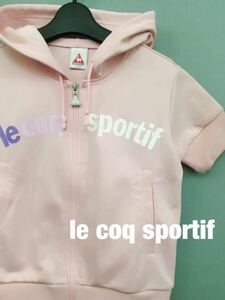  Le Coq s Porte .fle coq sportif Golf Parker jersey short sleeves pink big Logo purple Zip lady's S size ~*