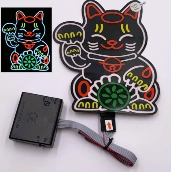 【送料無料♪】 ★☆ ピカピカ☆ LED ウインドゥ ネオン ★ 動く!招き猫! 光る! ★ トラック 行燈 ★ デコトラ 必須 行燈 光物 ☆★