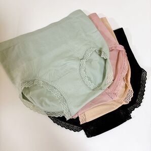 新品未使用★女性のパンティー ショーツ 綿 ブリーフ 女性下着 レース ハイウエスト ランジェリー シームレス下着 4枚セット