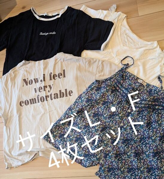 サイズF L 相当 半袖 Tシャツ 4枚 セット トップス カットソー 幅広 ショート丈