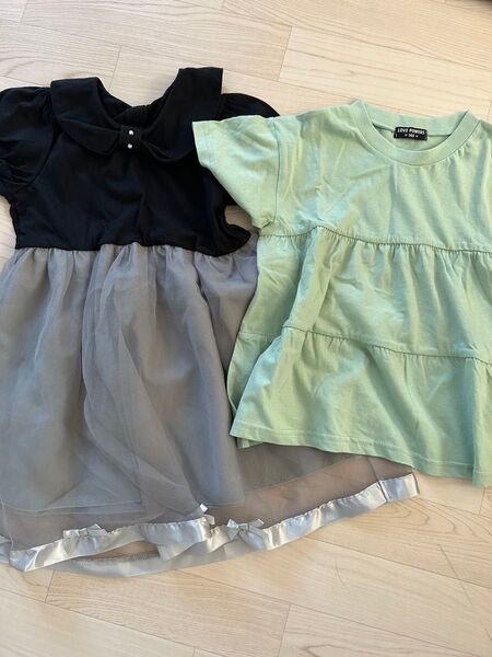 130 140 女の子 半袖 トップス ワンピース 美品