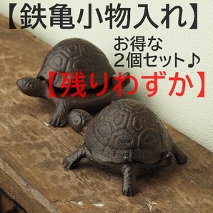 【残りわずか】【亀小物入れ 2個】 蓋付き 鉄皿 鉄 鉄製 縁起物 2匹