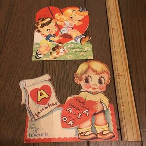 50s America Vintage Valentine greeting card animal Raver doll Country 40s antique 60s leaf paper postcard paper 