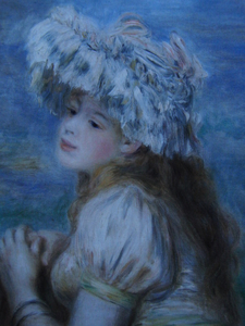 ピエール＝オーギュスト・ルノワール、レースの帽子を被った少女、希少な画集より、状態良好、新品高級額、額装付、絵画 送料無料