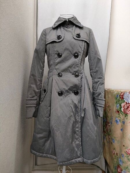 BURBERRY バーバリーブラックレーベル グレー 中綿 ロングコート ダブル