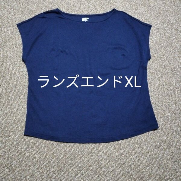LANDS’ END XL フレンチ袖 ネイビー Tシャツ カットソー フレンチスリーブ