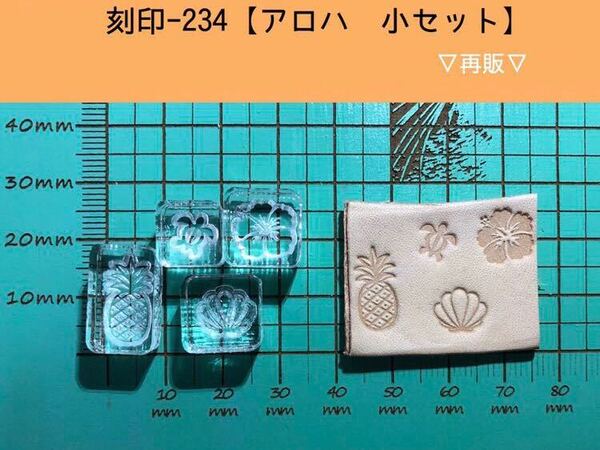 刻印-234 アクリル刻印 レザークラフト スタンプ ハンドメイド 革タグ ホヌ シェル ハイビスカス