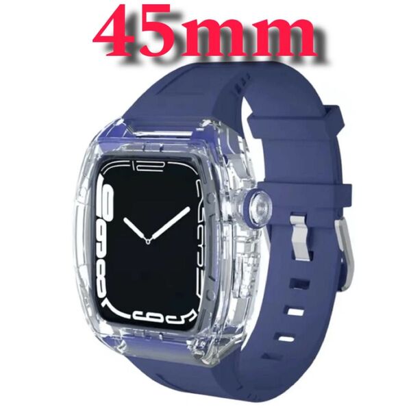 青透明【絶対最安】Apple Watch AppleWatch アップルウォッチ ベルト バンド カバー ケース 45mm