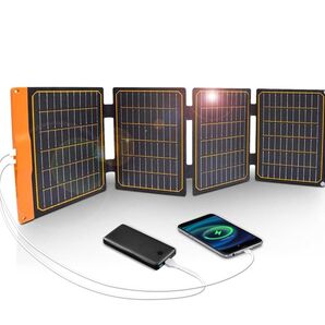 ソーラーパネル 40W ソーラー充電器 2 USB 高速充電 防水 防災