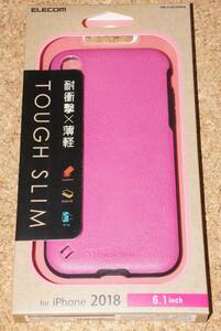 ★新品★ELECOM iPhone XR TOUGH SLIM 耐衝撃×薄軽 レザー調 ピンク