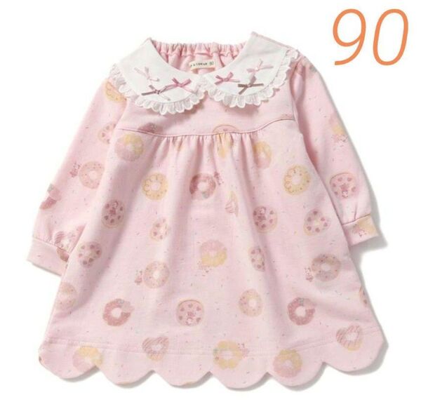 クーラクール ドーナツ柄ワンピース ピンク 90