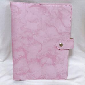 システム手帳 ピンク 大理石柄 手帳 カードポケット ペン刺し 付箋付 ビジネス