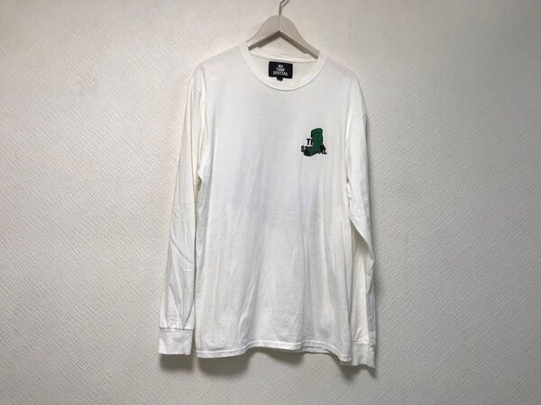 本物ナッシンスペシャルNOTHINSPECIALコットンプリント長袖TシャツロンTメンズサーフアメカジ白ホワイトLホンデュラス製