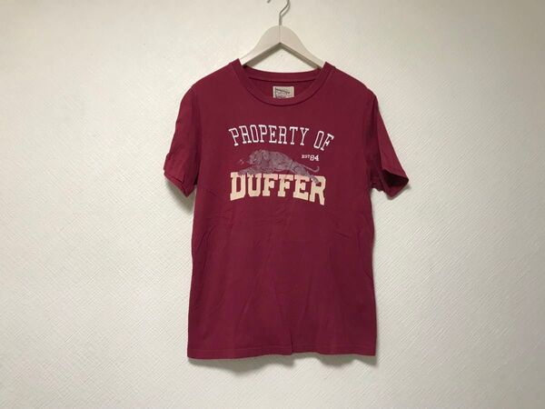 本物ダファーDUFFERコットンタイガー虎ロゴプリント半袖Tシャツメンズサーフアメカジミリタリーストリートゴルフ赤レッドS