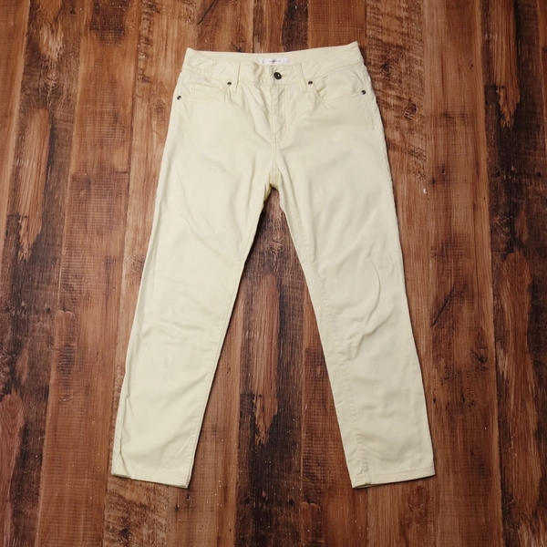 コンフォートベーシック Comfort basic ストレッチカラーパンツ レディース スリム カジュアル Mサイズ 古着 イエロー KP26