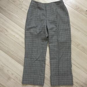 新品タグ 未着 エディー バウアー Eddie Bauer 毛100 wool crop pant サイズP4 グレー地、黒