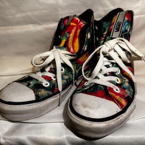 VANS ハイカット スニーカー 花柄 個性的 個性派 柄物 靴 シューズ USED ヴィンテージ