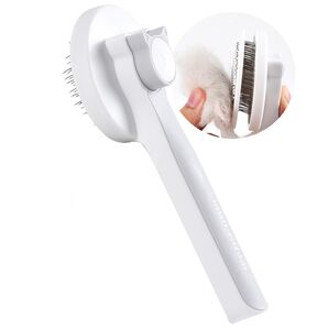 猫ブラシ 犬ブラシ 猫くし 犬くし ペットブラシ 猫グッズ 毛取り 長毛 短毛 ブラッシング マッサージ ワンプッシュグレー