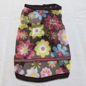 犬用品14 夏服 メッシュタンクトップ 花柄 ブラウン系 超小型犬種