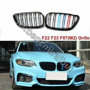  カラー ダブルフィン F22 F23 F87 M2 グロス M グリル bmw 2 シリーズ フロント バンパー レーシング グリル 2014- 218i 220i 228i 235i