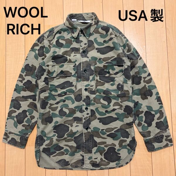 【希少 ビンテージ】WOOL RICH ウールリッチ ミリタリーシャツ S
