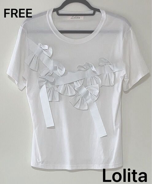 Lolita ビックリボンカットソー tシャツ ホワイト FREEサイズ 美品