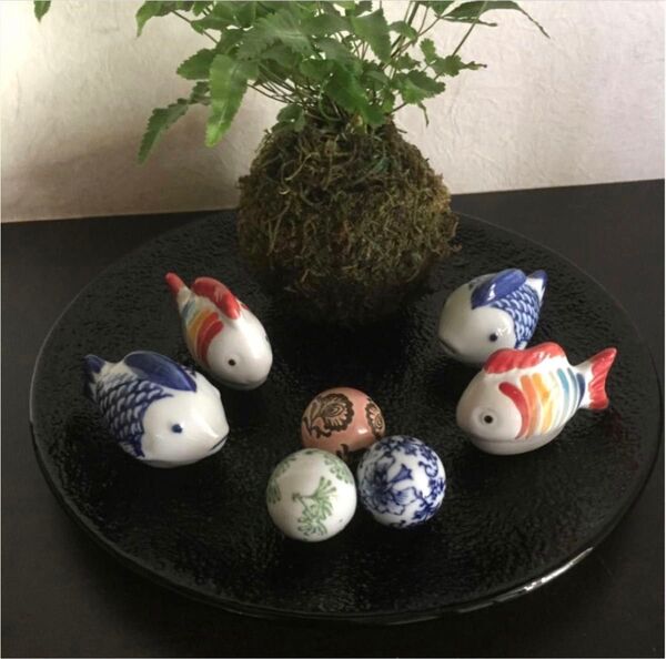 *浮球* 7点 陶器 浮き球 浮き玉 置物 メダカ鉢 ビオトープ 花手水