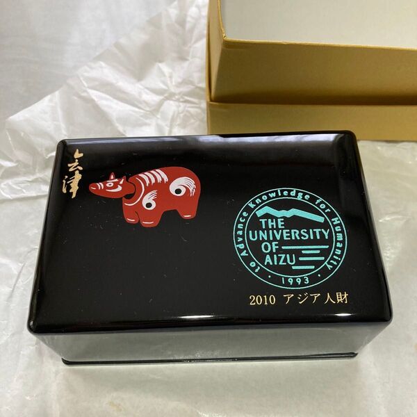 会津 漆器 赤べこ あかべこ 名刺ケース 保管箱 小物入れ 工芸品