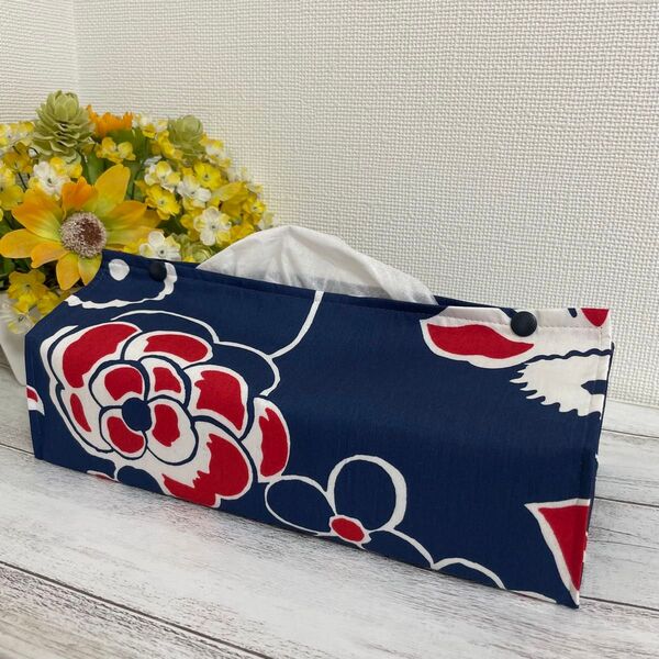 ボックスティッシュカバー (和花柄) ハンドメイド