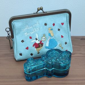 水曜日のアリス がま口刺繍ポーチ・ガラスの小物入れ