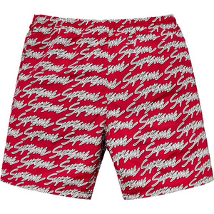 希少★新品本物【赤★M】Signature Script Water Short シグネチャー スクリプト ショーツ 正規店購入 シュプリーム 入手困難 Supreme 19SS