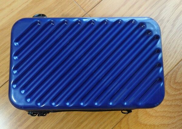ハードケース スーツケース型ポーチ ネイビー ミニバッグ 小物入れ 化粧ポーチ