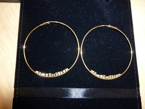 AHKAH Ahkah K18YG yellow gold mo The ik hoop earrings diamond 0.55ct/0.55ct