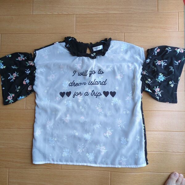 肩出しTシャツ 160cm 花柄 半袖Tシャツ