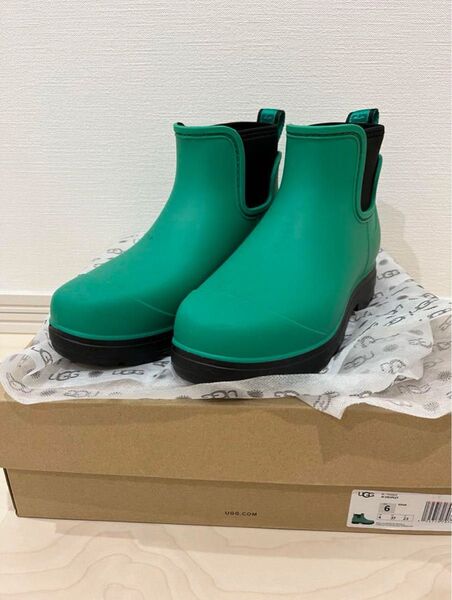 UGGアグ W DROPLET ドロップレット レインブーツ グリーン23cm