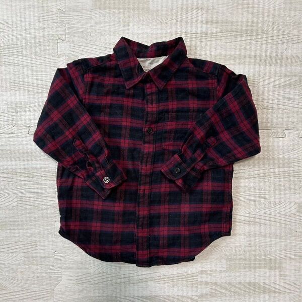 【美品】無印 ネルシャツ 無印キッズ 長袖 長袖シャツ チェックシャツ 100cm 100センチ