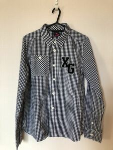 1 times put on beautiful goods * X-girl X-girl silver chewing gum check shirt * size 1