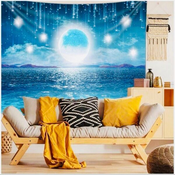 タペストリー 壁掛け インテリア インスタ ポスター 海 月 星 夜空 夜景 ファブリック装飾用品 壁画 おしゃれ飾り 部屋