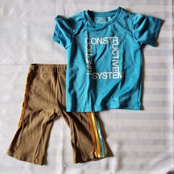 キッズ 半袖Tシャツ(水色) & ズボン 2点セット 110