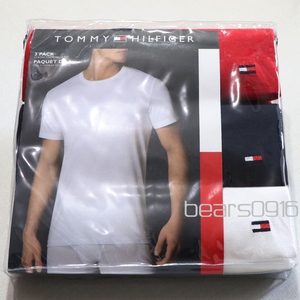 新品アメリカ購入品 TOMMY HILFIGER トミーフィルフィガー 3色3枚パック クルーネックＴシャツ 白紺赤XL