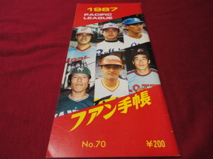 【プロ野球】ファン手帳1987（昭和62年）　選手名鑑、前年度記録など収録